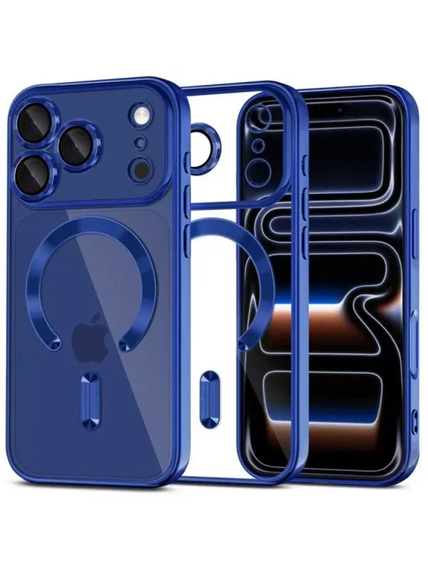 Tech-Protect MagFlex MagSafe Case for iPhone 17 Pro - Clear and Navy Blue