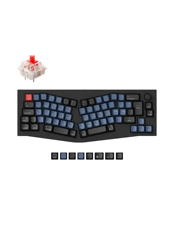 Keychron Q8 QMK Wired 65% Alice Layout - Gateron G Pro Red - Ergonomiskt tangentbord - Nordisk - Svart