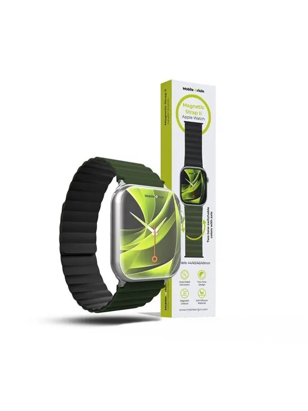 Mobile Origin Magnetic Watch Strap II - green/black - Apple Watch 49mm/46mm/45mm/44mm