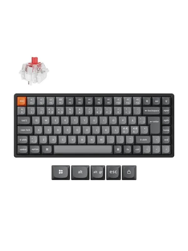 Keychron K2 MAX QMK/VIA Wireless Tri-Mode - Super Red - Gaming Keyboard - Utan numpad - Nordisk - Svart