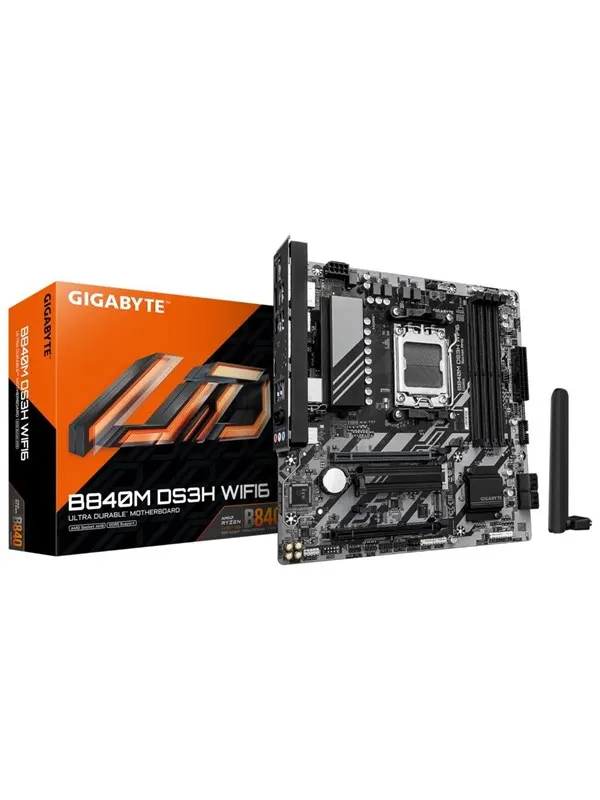 GIGABYTE B840M DS3H WIFI6 Moderkort - AMD B840 - AMD AM5 - DDR5 RAM - Micro-ATX