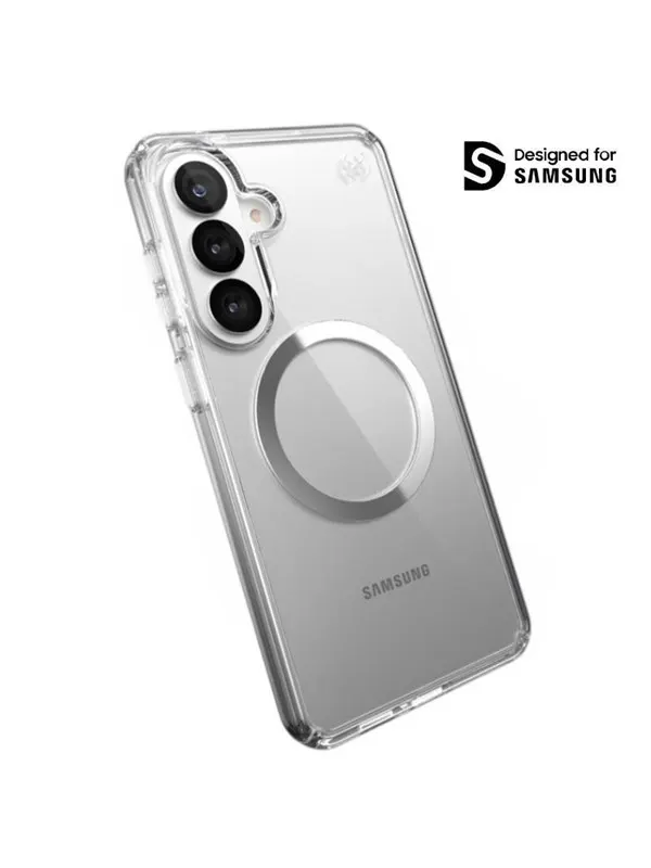 Speck Presidio Perfect-Clear Magnet - Samsung Galaxy S26+ MagSafe Case - Clear/Clear/Silver