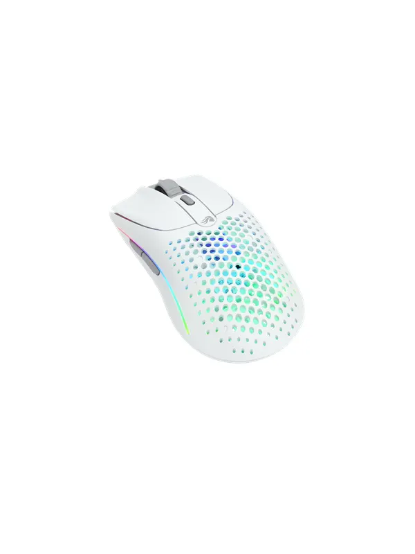 Glorious Model O Wireless 2 - Matte White - Gamingmus - Optic - 6 knappar - Svart med RGB ljus