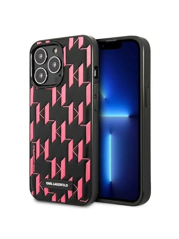 Karl Lagerfeld Monogram Plaque iPhone 13 Pro Max 6.7" Case - Pink
