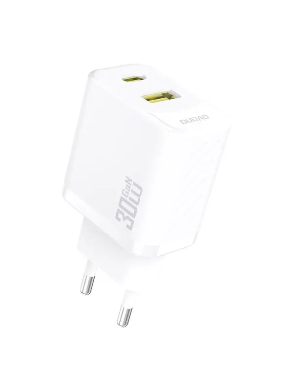 Dudao A27TEU PD 30W GaN USB-A USB-C Wall Charger - White