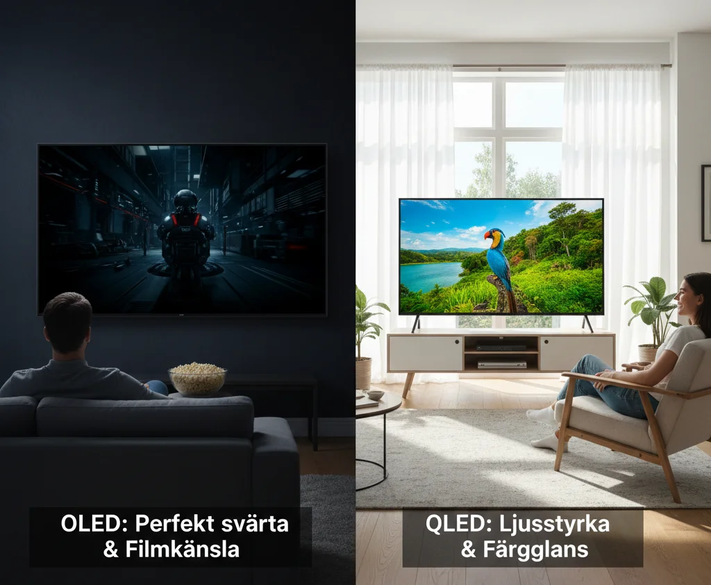 Så väljer du rätt TV 2026: OLED, QLED och storlek förklarat