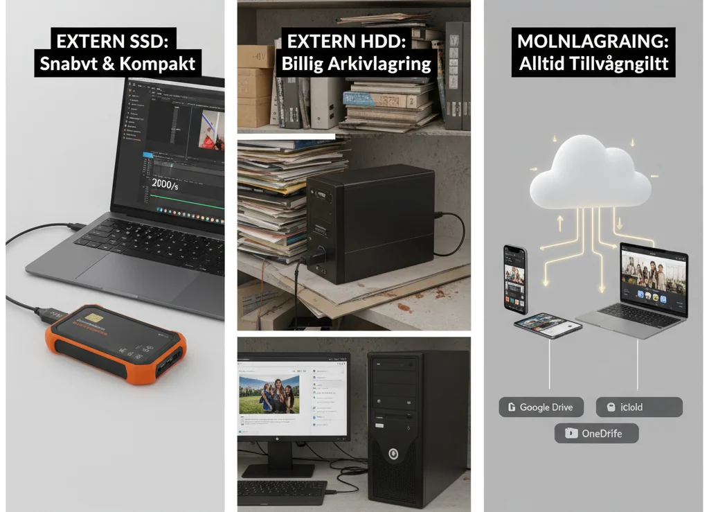 Extern SSD, HDD eller Molnet? Så löser du lagringsbristen bäst